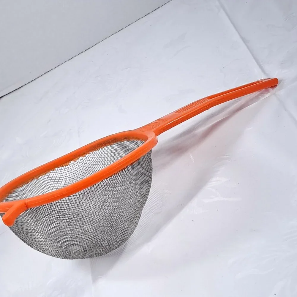 Sveico collander basket strainer orange plastic‎ metal Sweden Rostfri Vintage